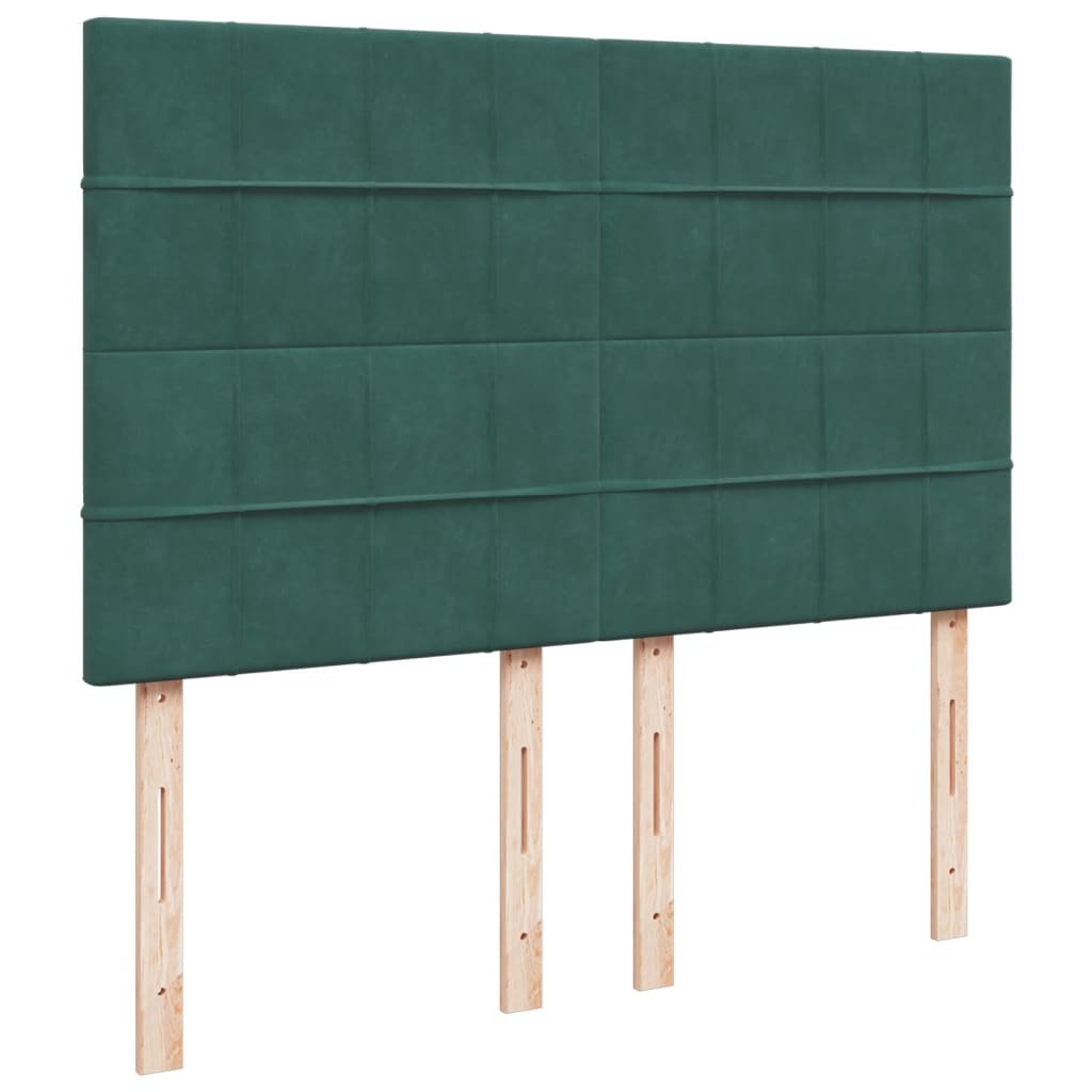 Box Spring Bed with Mattress Dark Green 140x190 cm Velvet