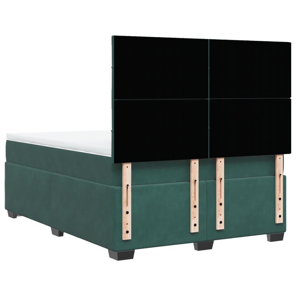 Box Spring Bed with Mattress Dark Green 140x190 cm Velvet