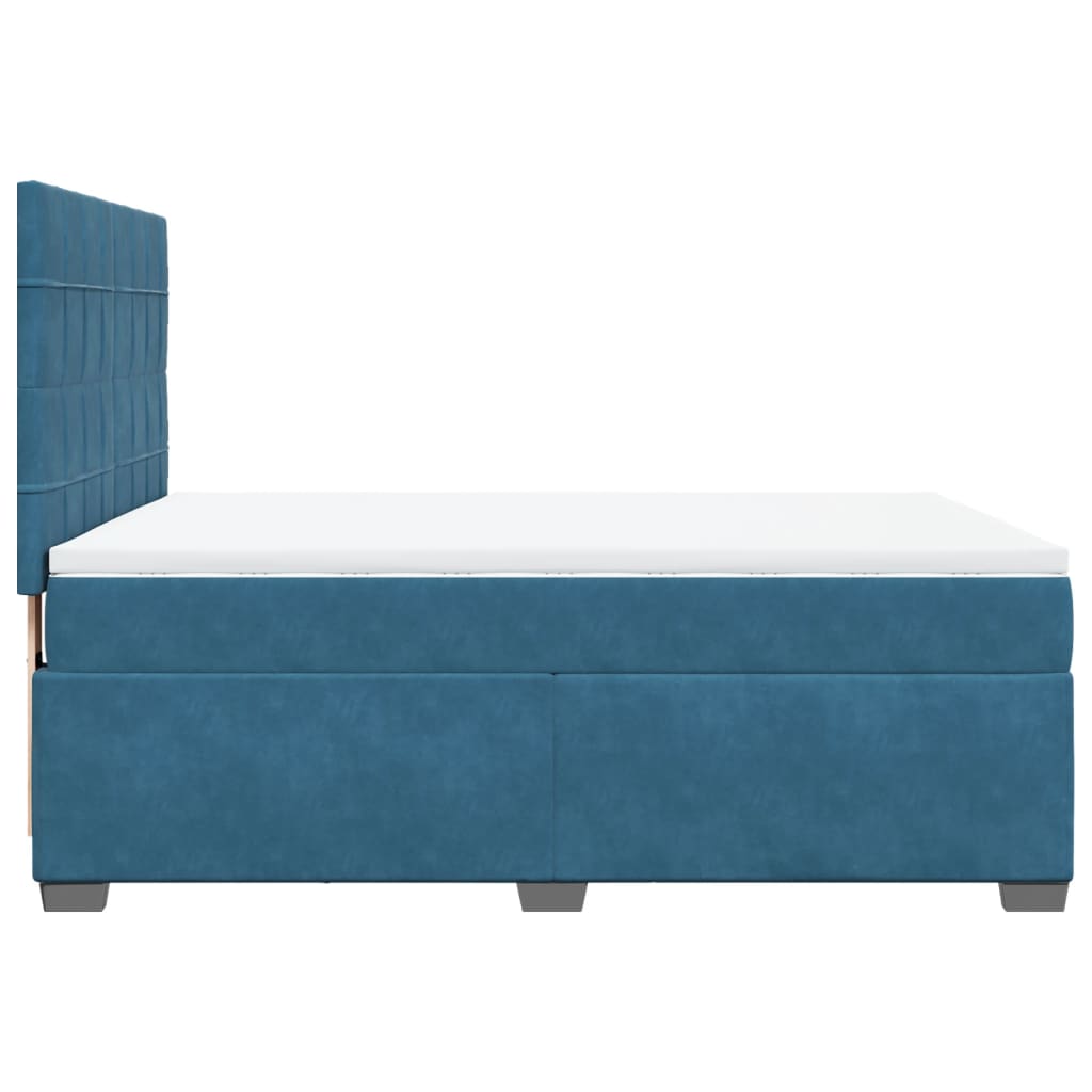 Box Spring Bed with Mattress Blue 140x190 cm Velvet