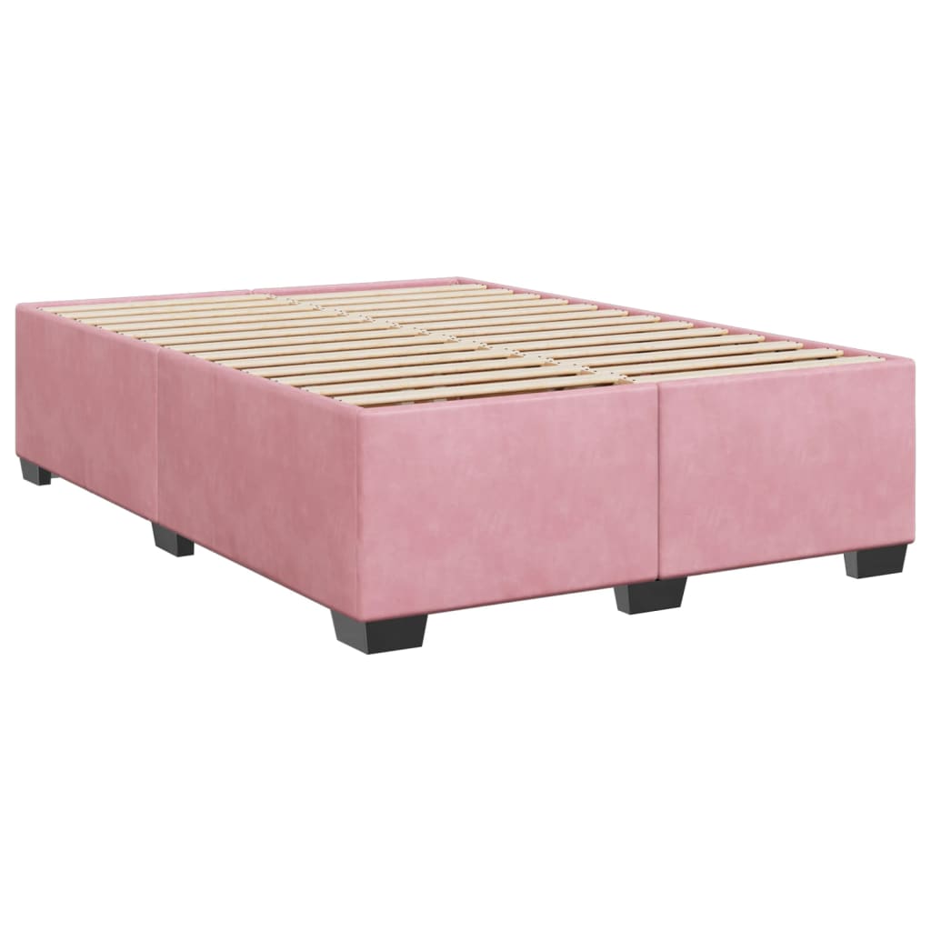 Box Spring Bed with Mattress Pink 140x190 cm Velvet