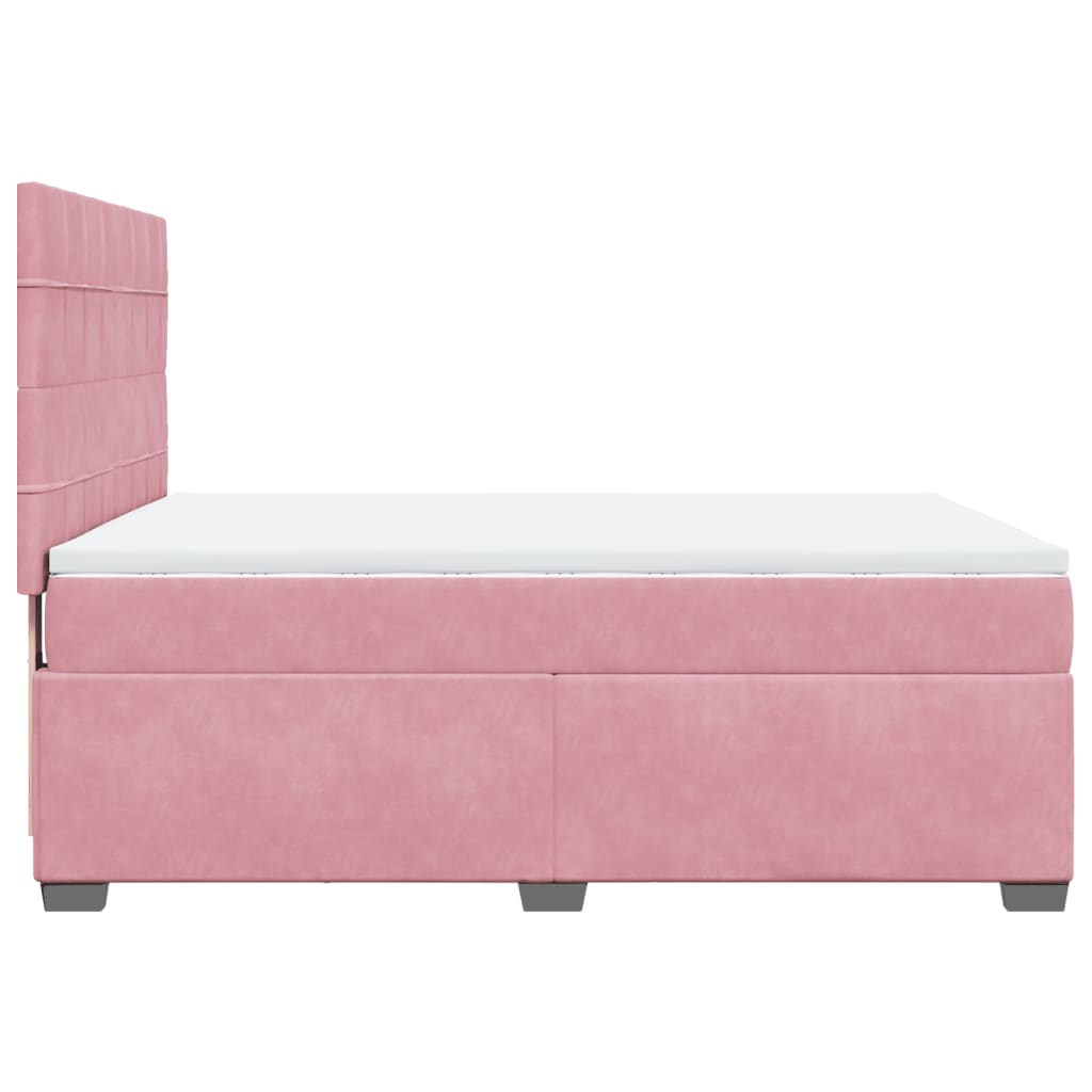 Box Spring Bed with Mattress Pink 140x190 cm Velvet