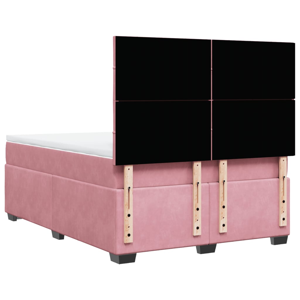 Box Spring Bed with Mattress Pink 140x190 cm Velvet