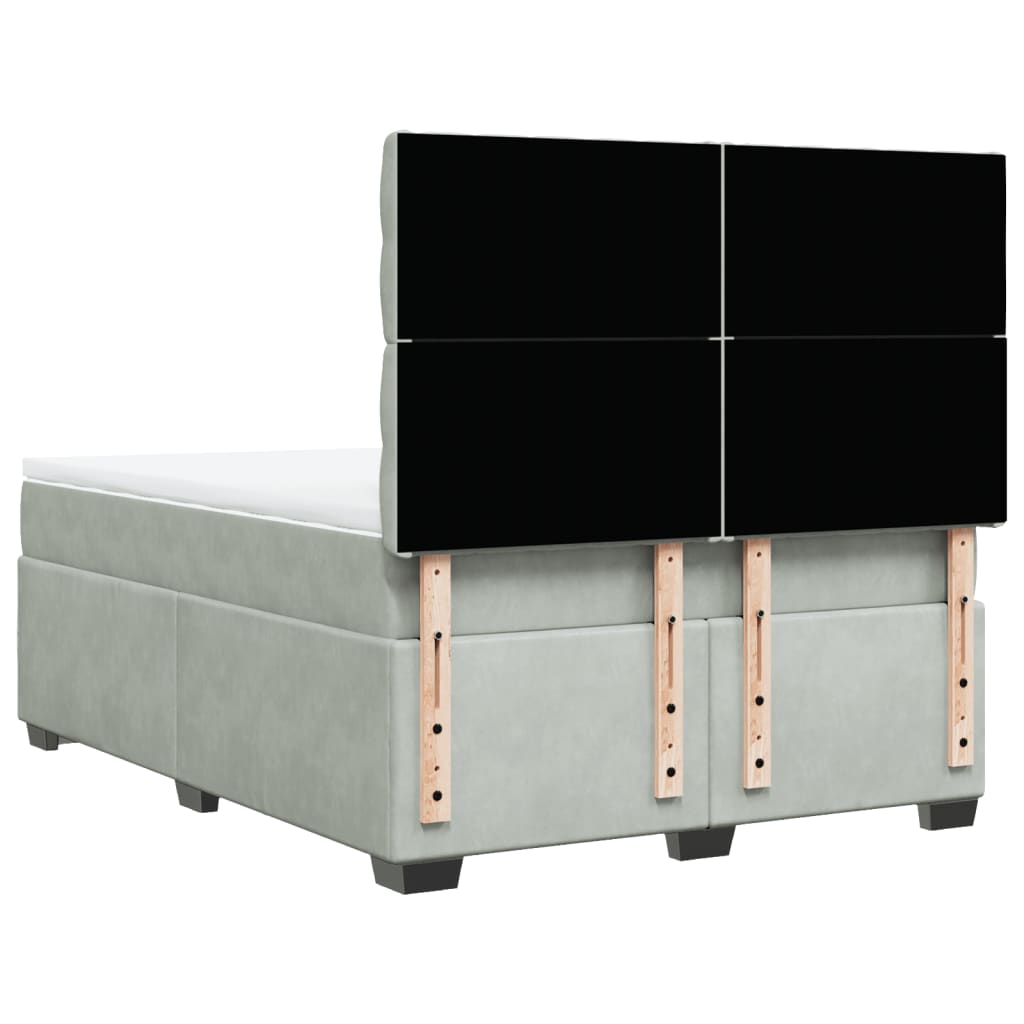 Box Spring Bed with Mattress Light Grey 140x190 cm Velvet