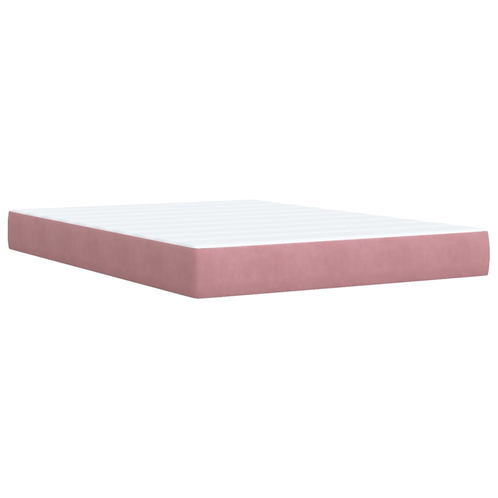 Box Spring Bed with Mattress Pink 140x190 cm Velvet