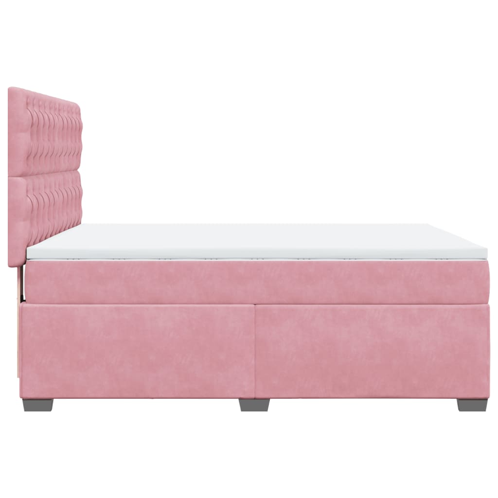 Box Spring Bed with Mattress Pink 140x190 cm Velvet
