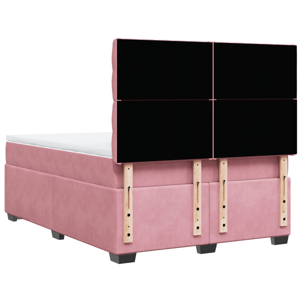 Box Spring Bed with Mattress Pink 140x190 cm Velvet