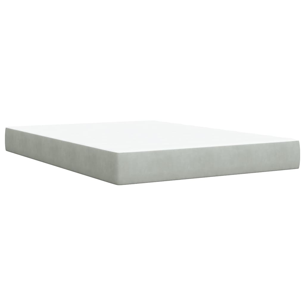 Box Spring Bed with Mattress Light Grey 140x190 cm Velvet