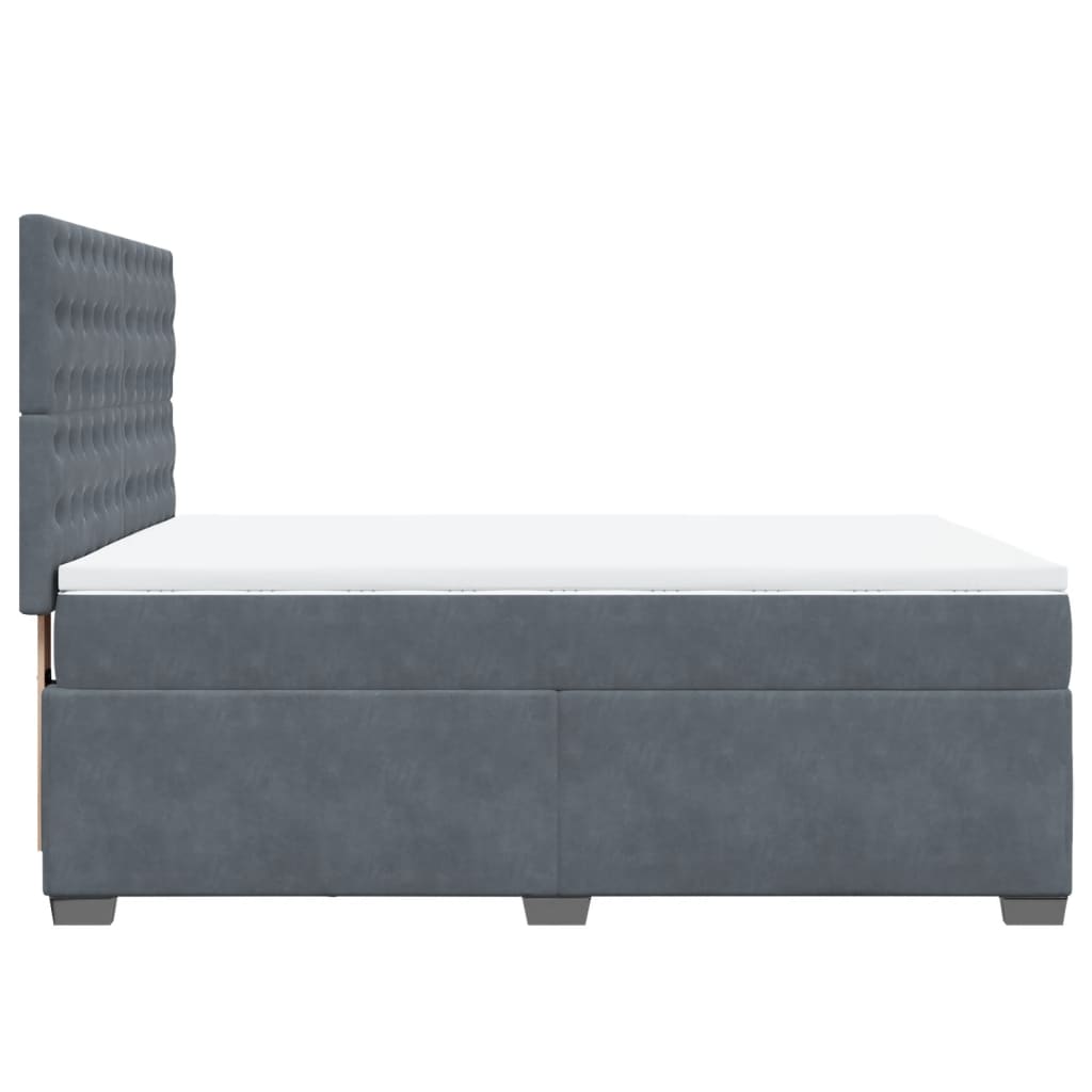 Box Spring Bed with Mattress Dark Grey 140x190 cm Velvet