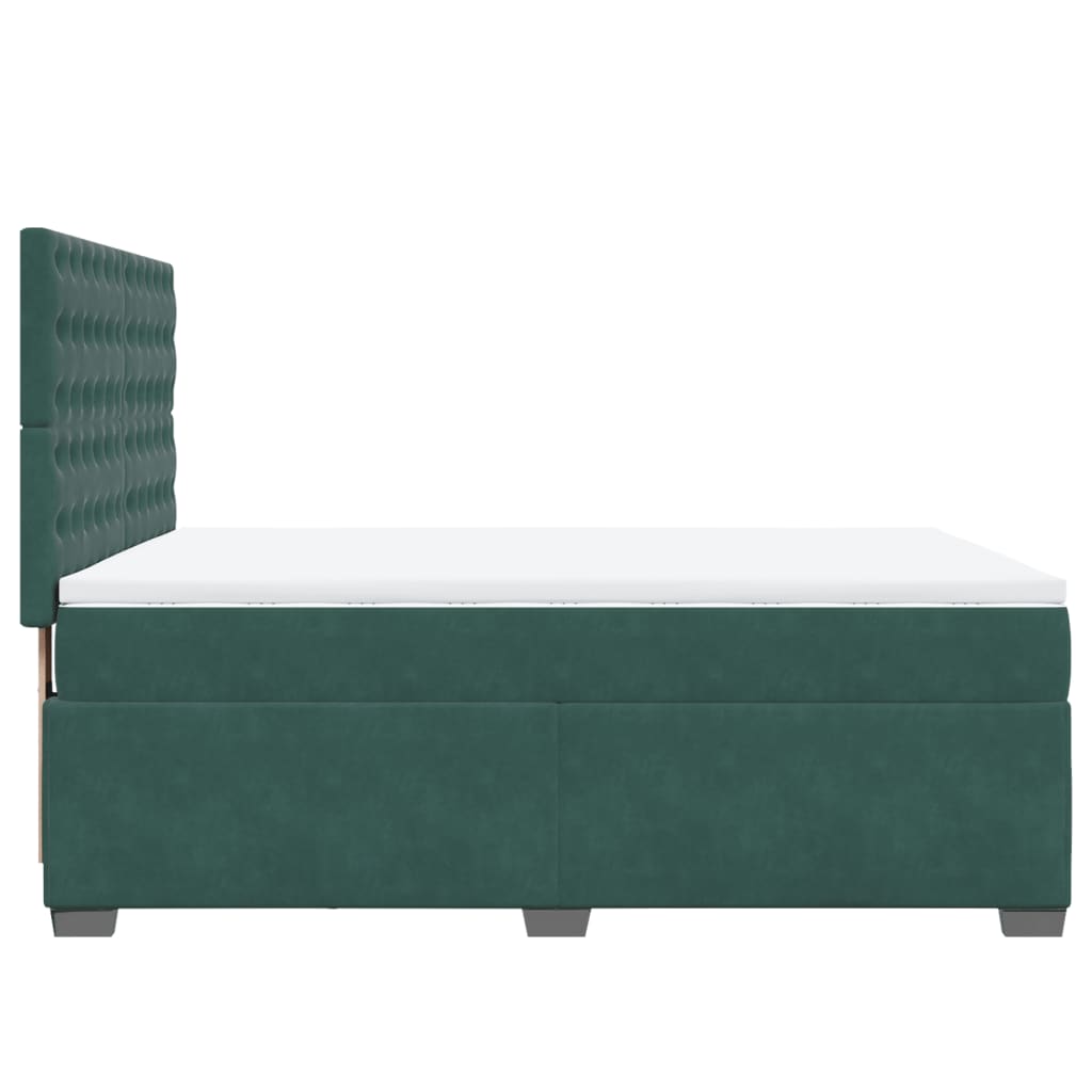 Box Spring Bed with Mattress Dark Green 140x190 cm Velvet