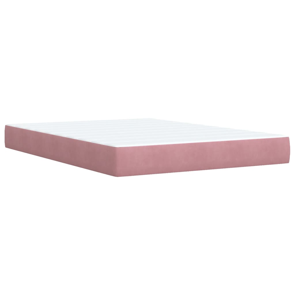 Box Spring Bed with Mattress Pink 140x190 cm Velvet