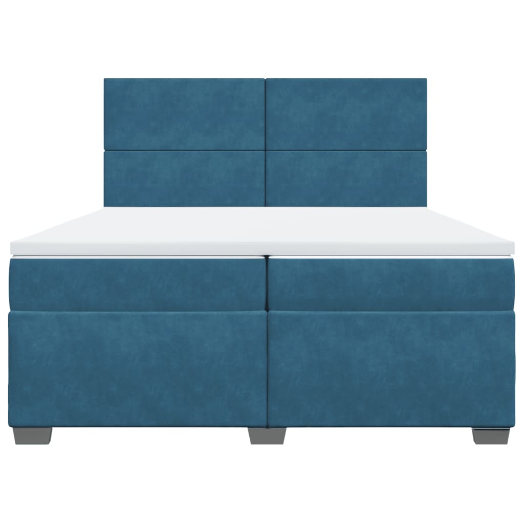 Box Spring Bed with Mattress Blue 200x200 cm Velvet