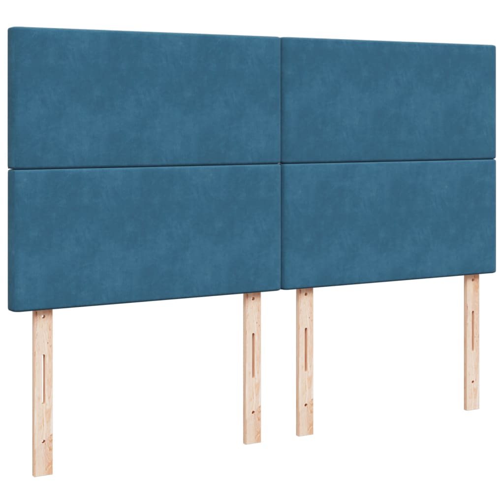 Box Spring Bed with Mattress Blue 200x200 cm Velvet