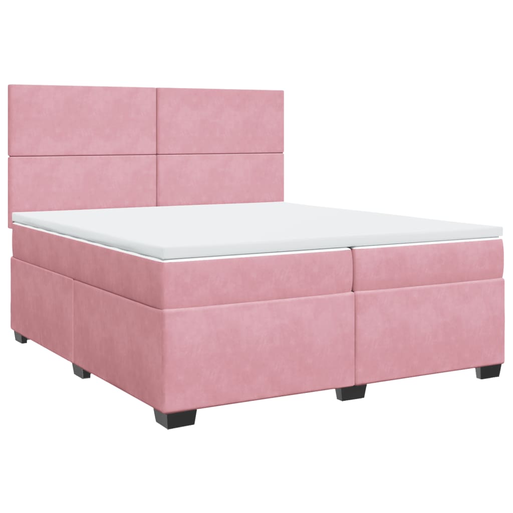 Box Spring Bed with Mattress Pink 200x200 cm Velvet