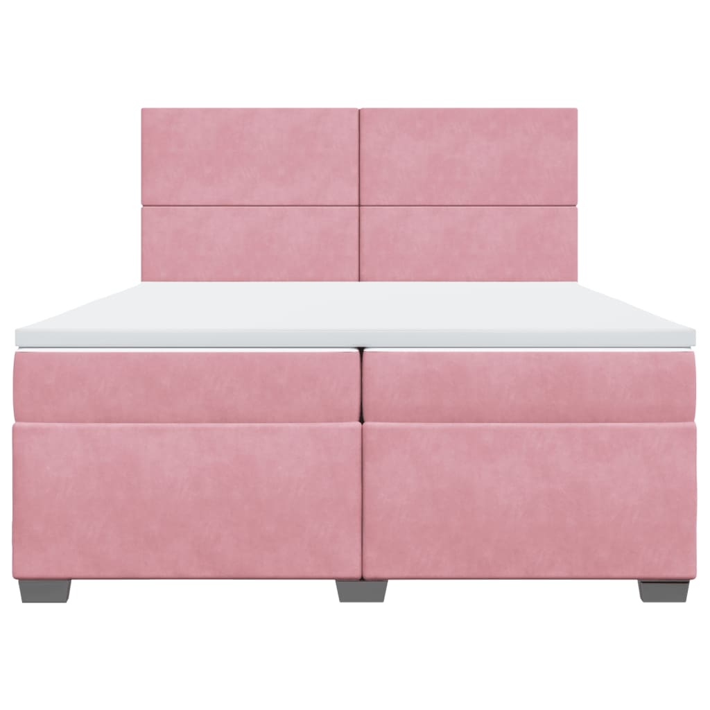 Box Spring Bed with Mattress Pink 200x200 cm Velvet