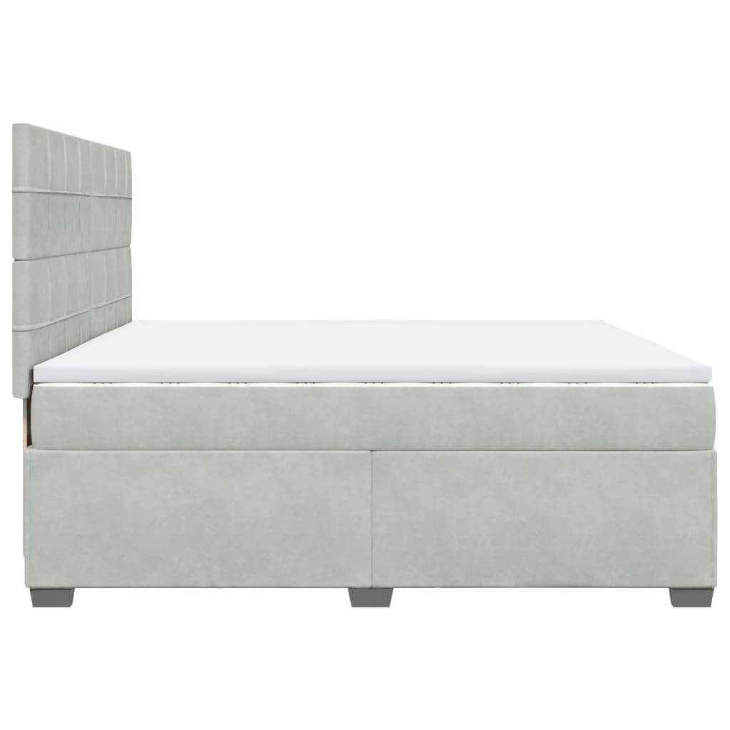 Box Spring Bed with Mattress Light Grey 200x200 cm Velvet
