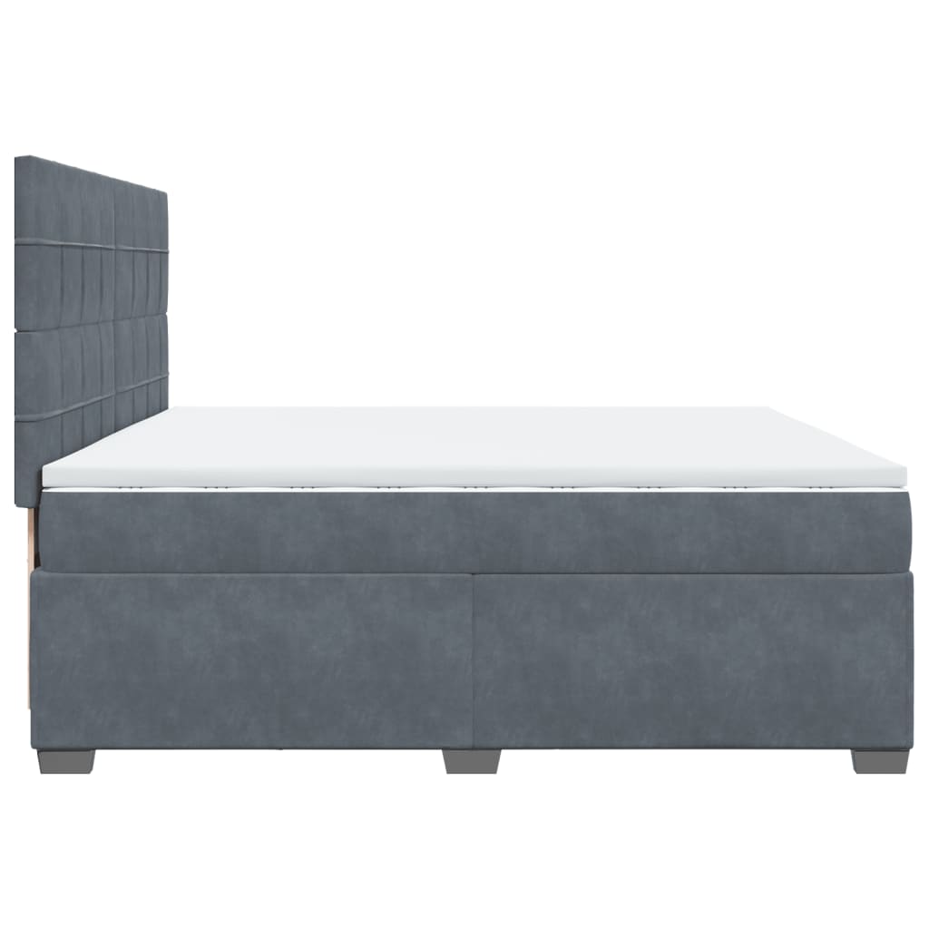 Box Spring Bed with Mattress Dark Grey 200x200 cm Velvet