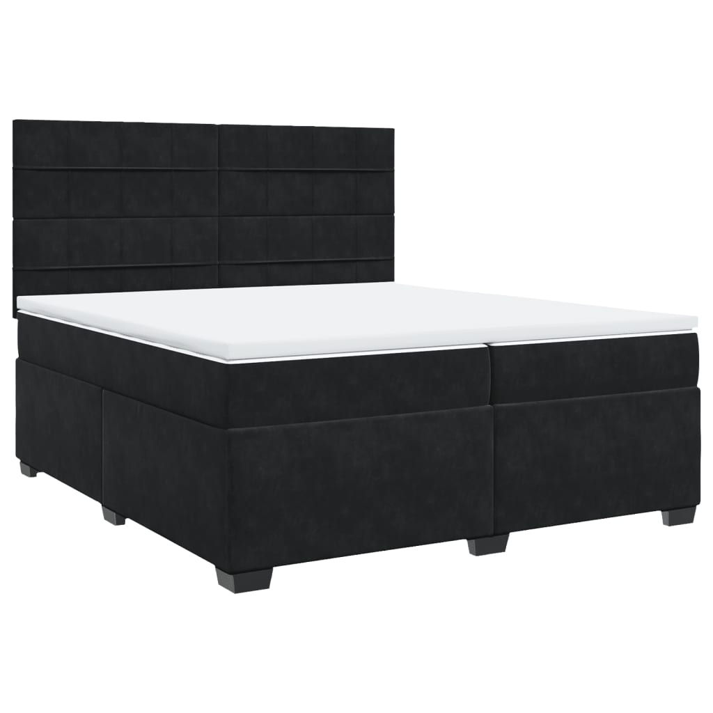 Box Spring Bed with Mattress Black 200x200 cm Velvet