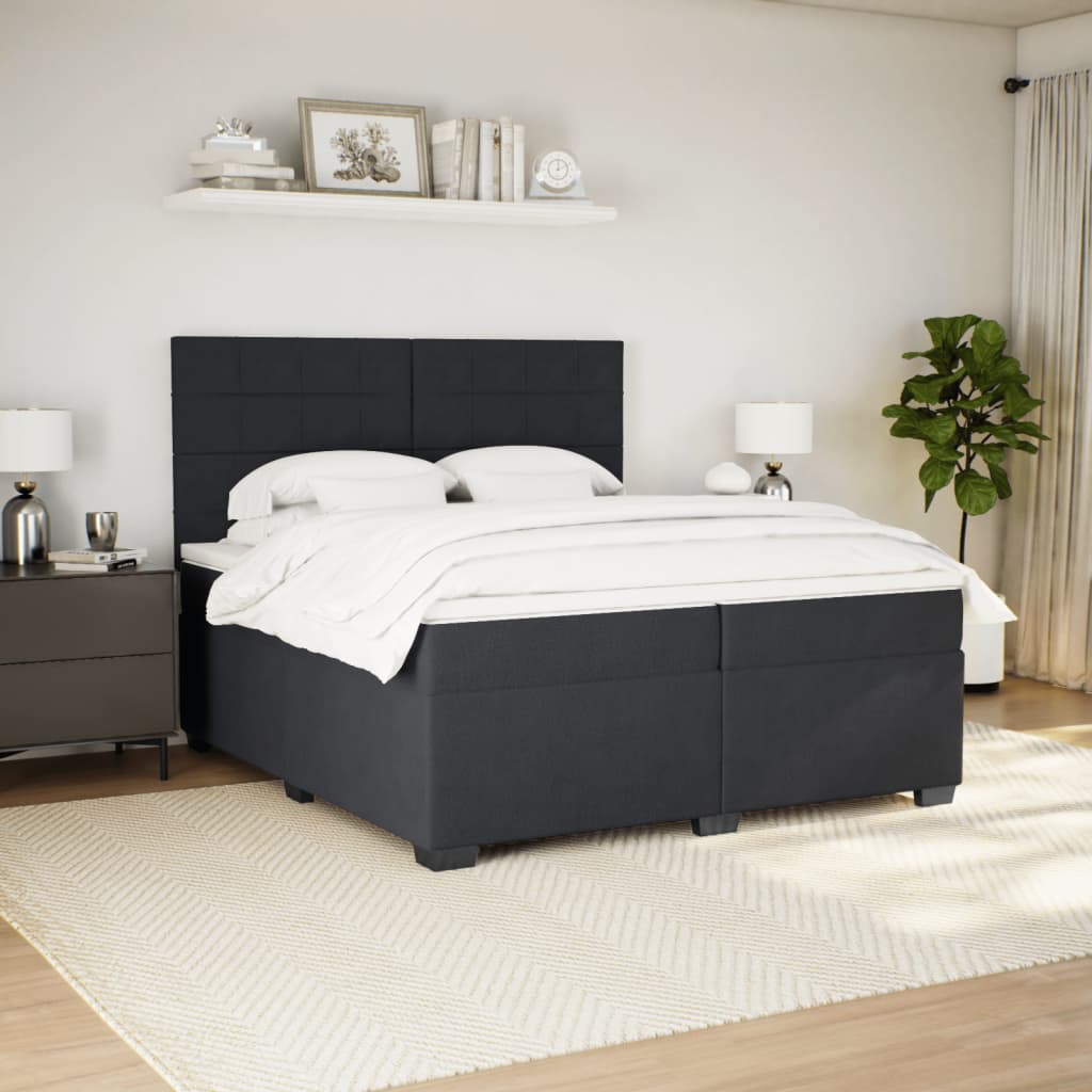 Box Spring Bed with Mattress Black 200x200 cm Velvet