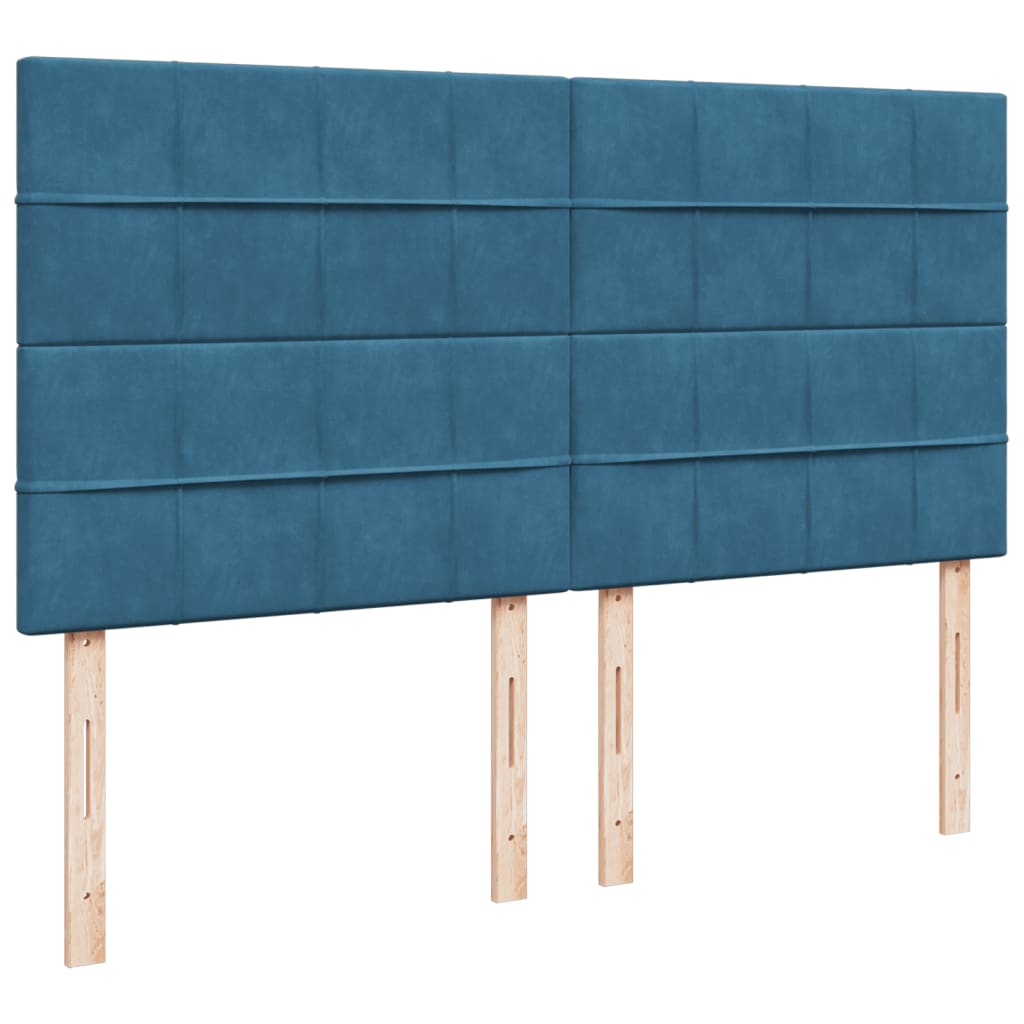 Box Spring Bed with Mattress Blue 200x200 cm Velvet