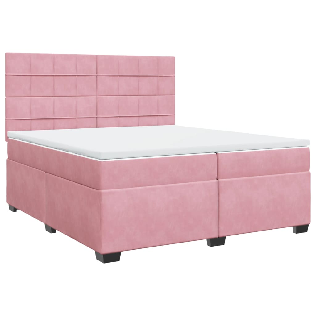 Box Spring Bed with Mattress Pink 200x200 cm Velvet