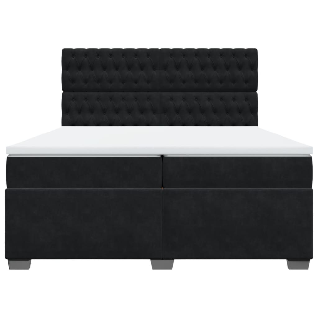 Box Spring Bed with Mattress Black 200x200 cm Velvet