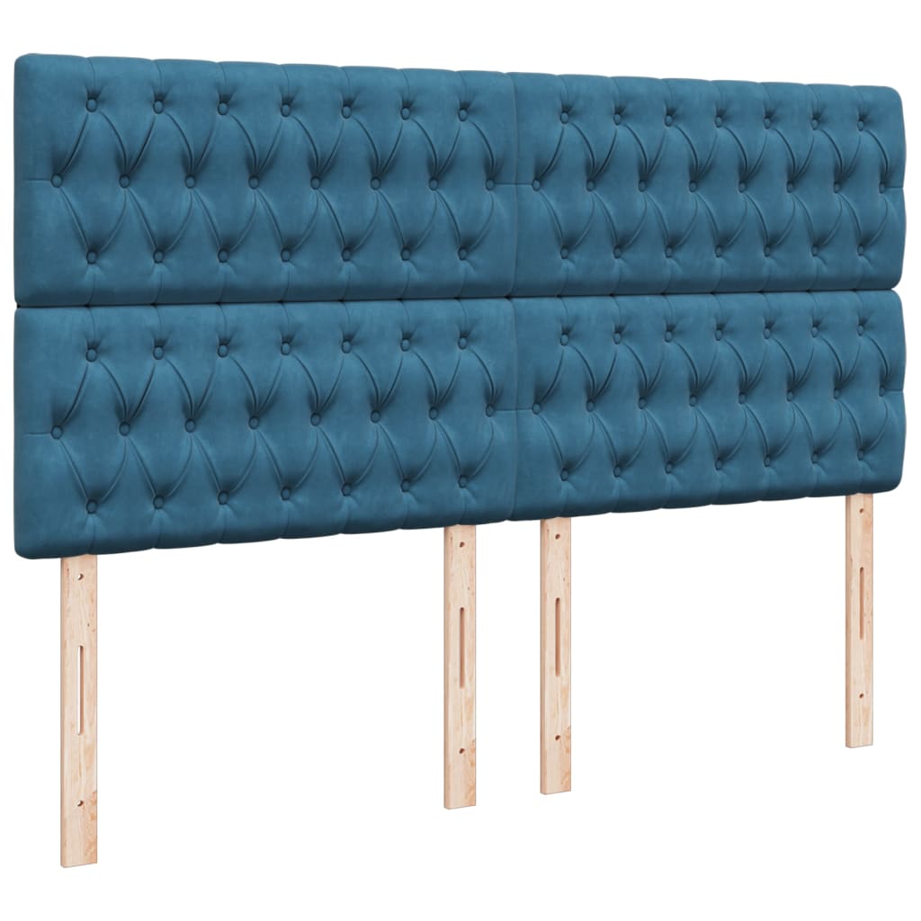 Box Spring Bed with Mattress Blue 200x200 cm Velvet