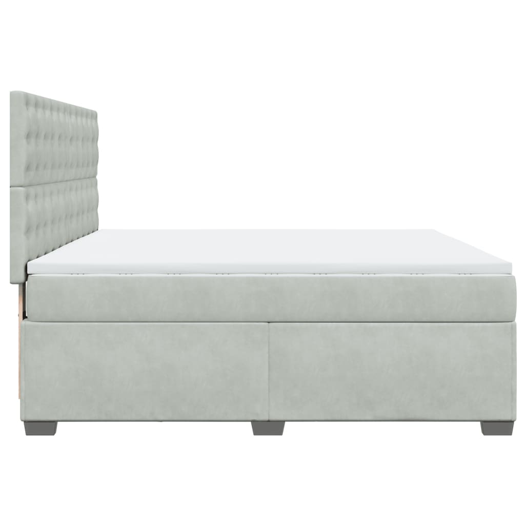 Box Spring Bed with Mattress Light Grey 200x200 cm Velvet