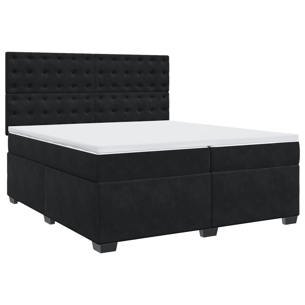 Box Spring Bed with Mattress Black 200x200 cm Velvet