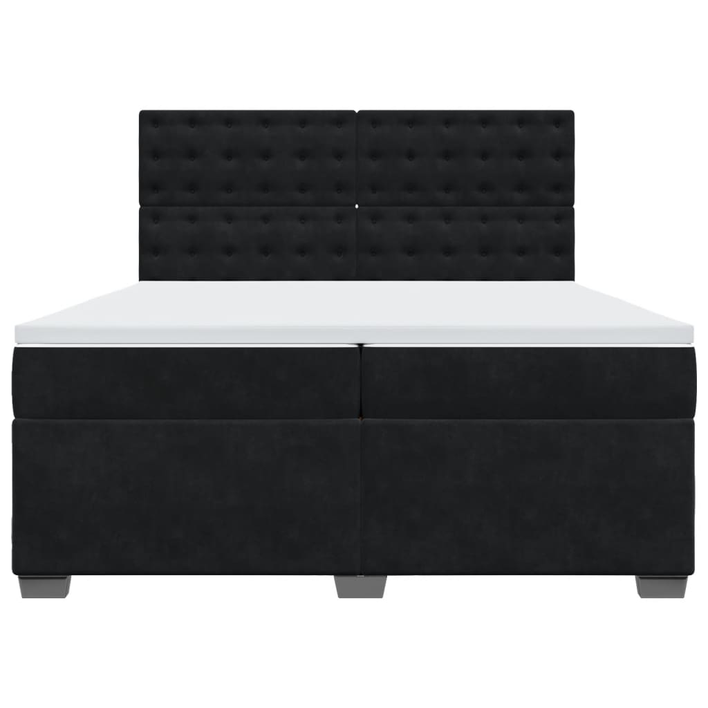 Box Spring Bed with Mattress Black 200x200 cm Velvet
