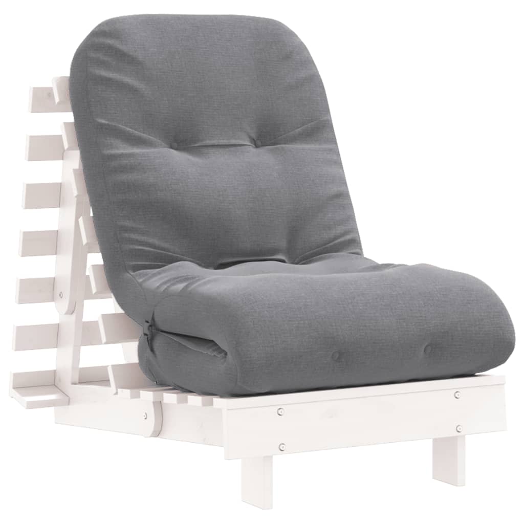 Futon Sofa Bed with Mattress White 60x206x11 cm Solid Wood Pine