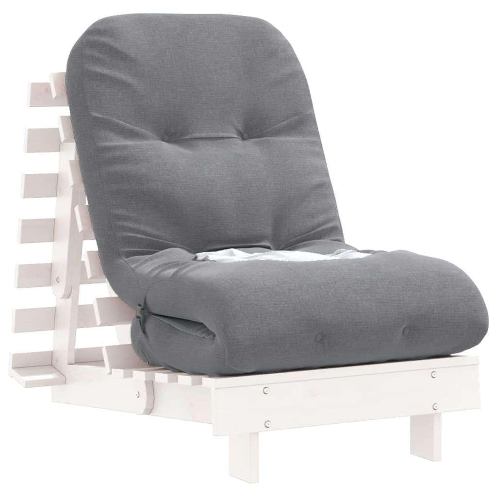 Futon Sofa Bed with Mattress White 60x206x11 cm Solid Wood Pine