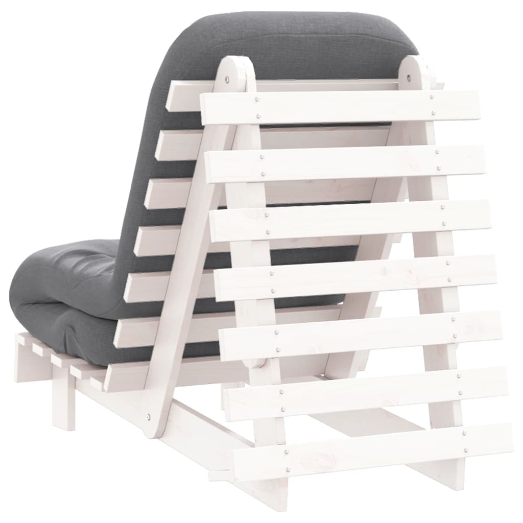 Futon Sofa Bed with Mattress White 60x206x11 cm Solid Wood Pine