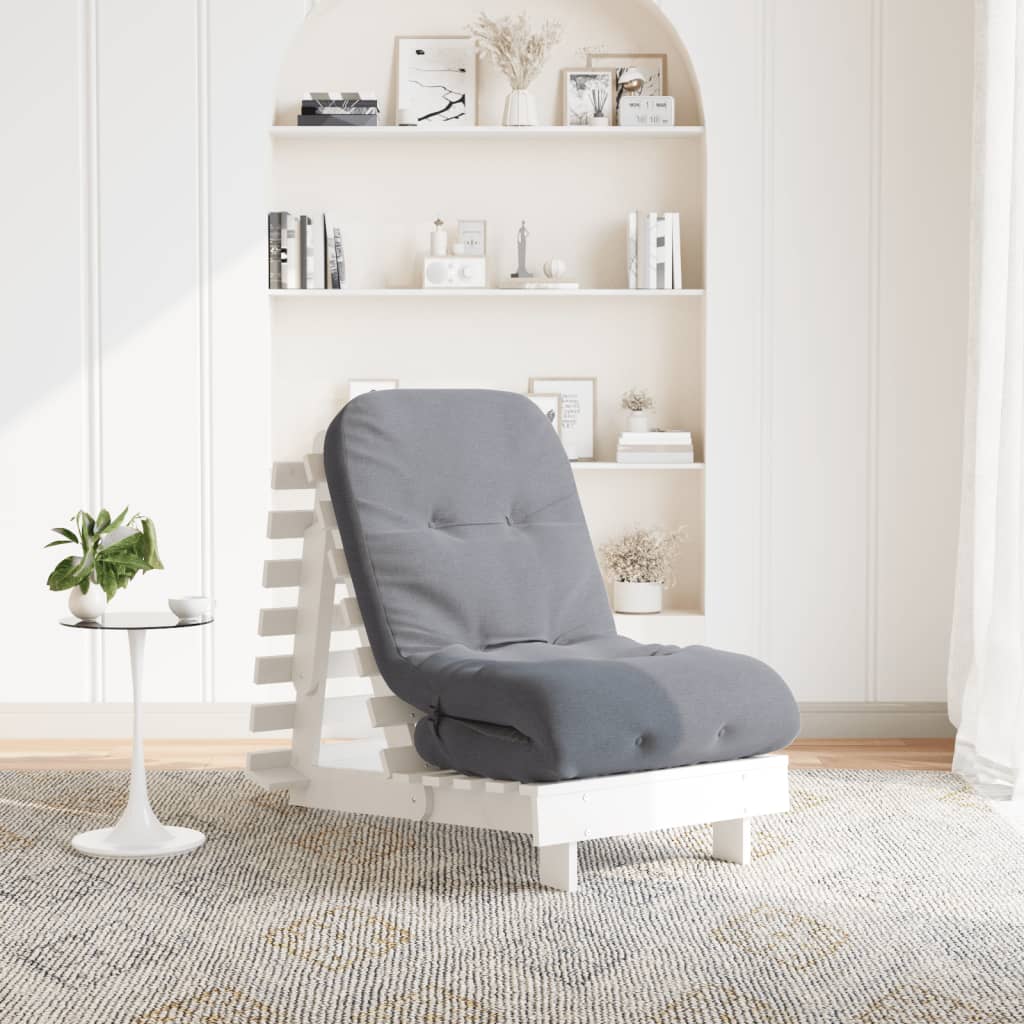 Futon Sofa Bed with Mattress White 60x206x11 cm Solid Wood Pine