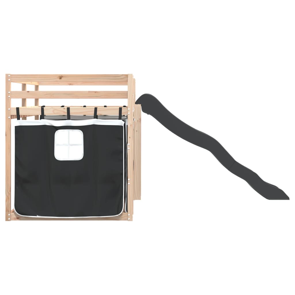 Bunk Bed without Mattress with Slide White and Black 90x200 cm