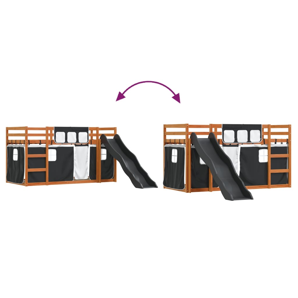 Bunk Bed without Mattress with Slide White and Black 90x200 cm