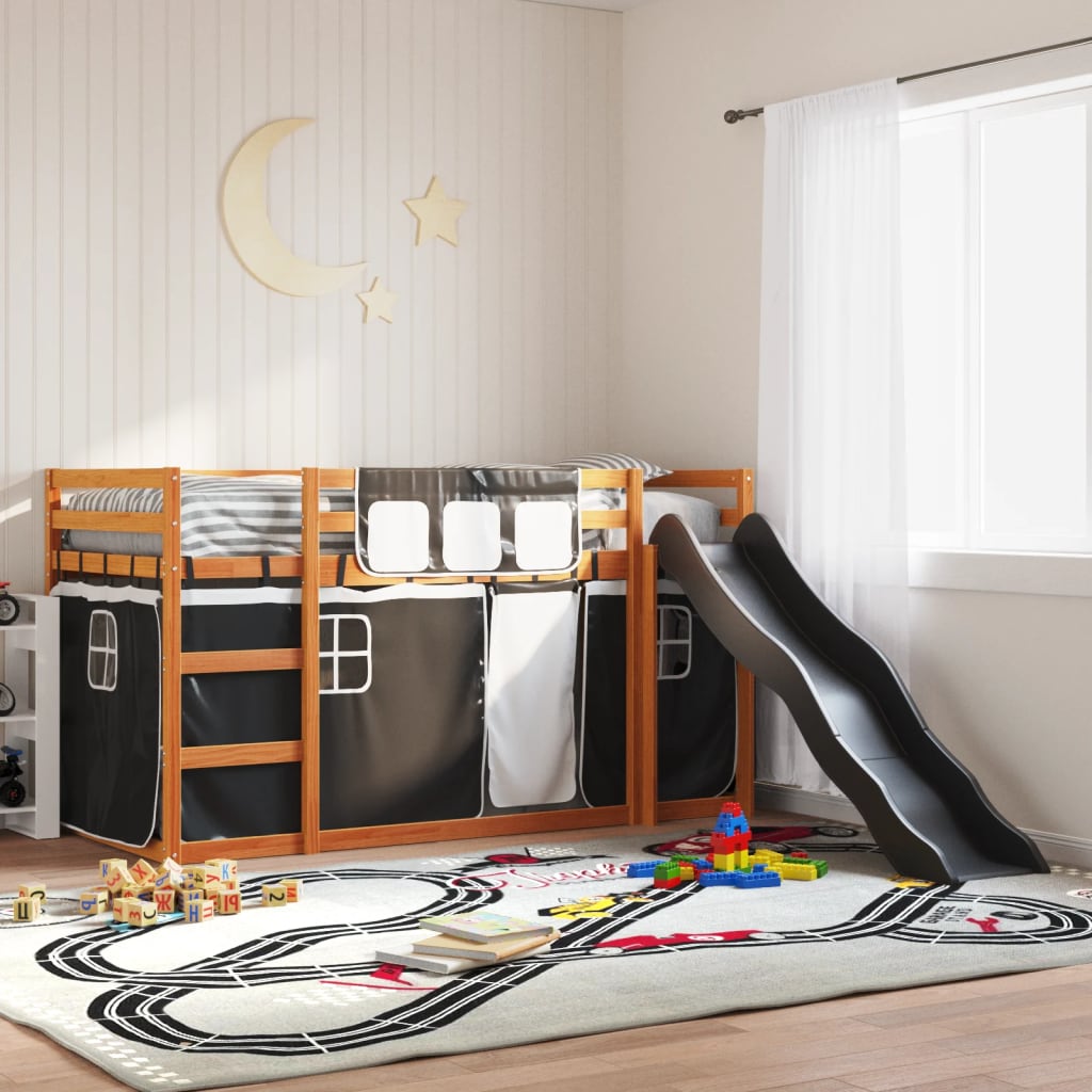Bunk Bed without Mattress with Slide White and Black 90x200 cm