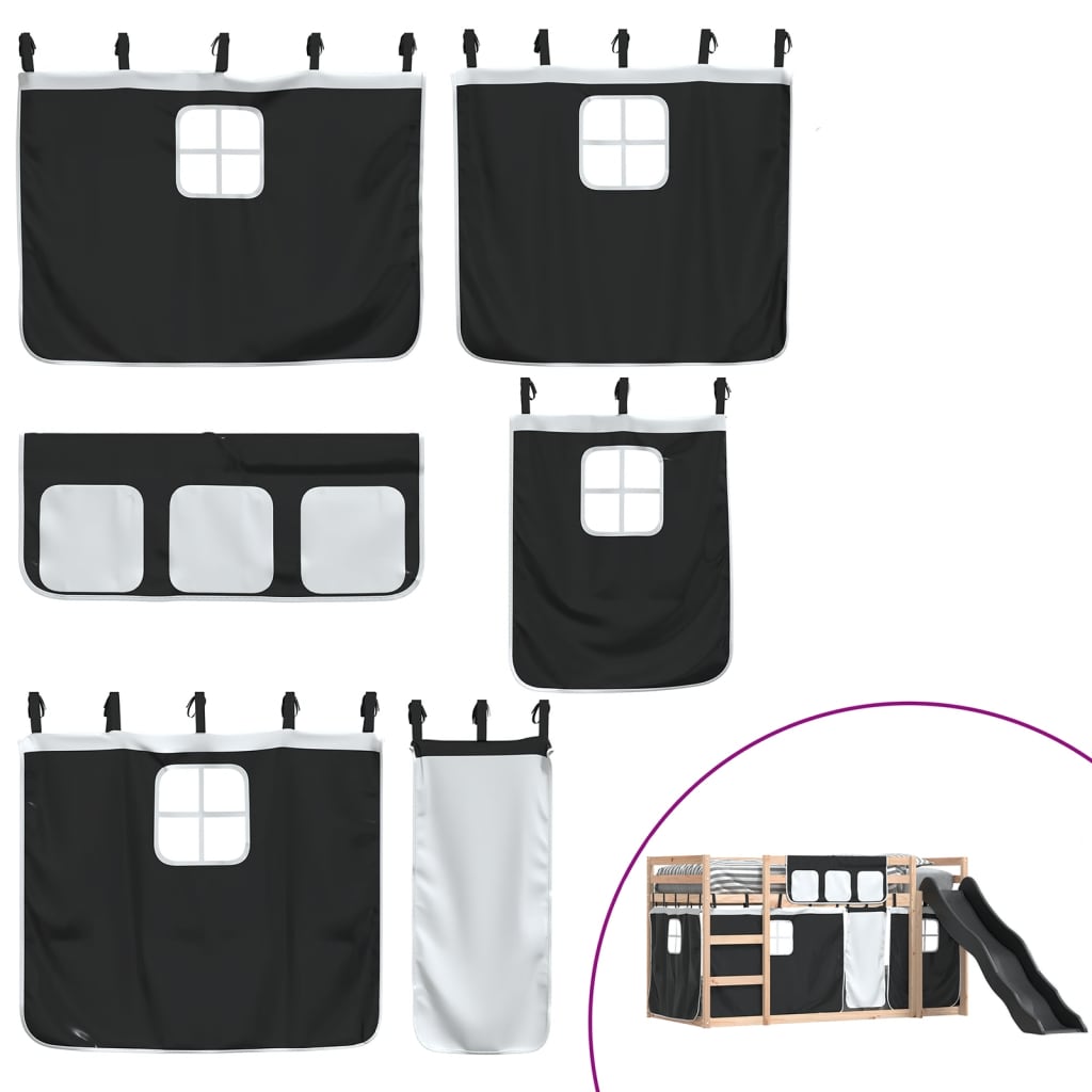 Bunk Bed without Mattress with Slide White and Black 80x200 cm