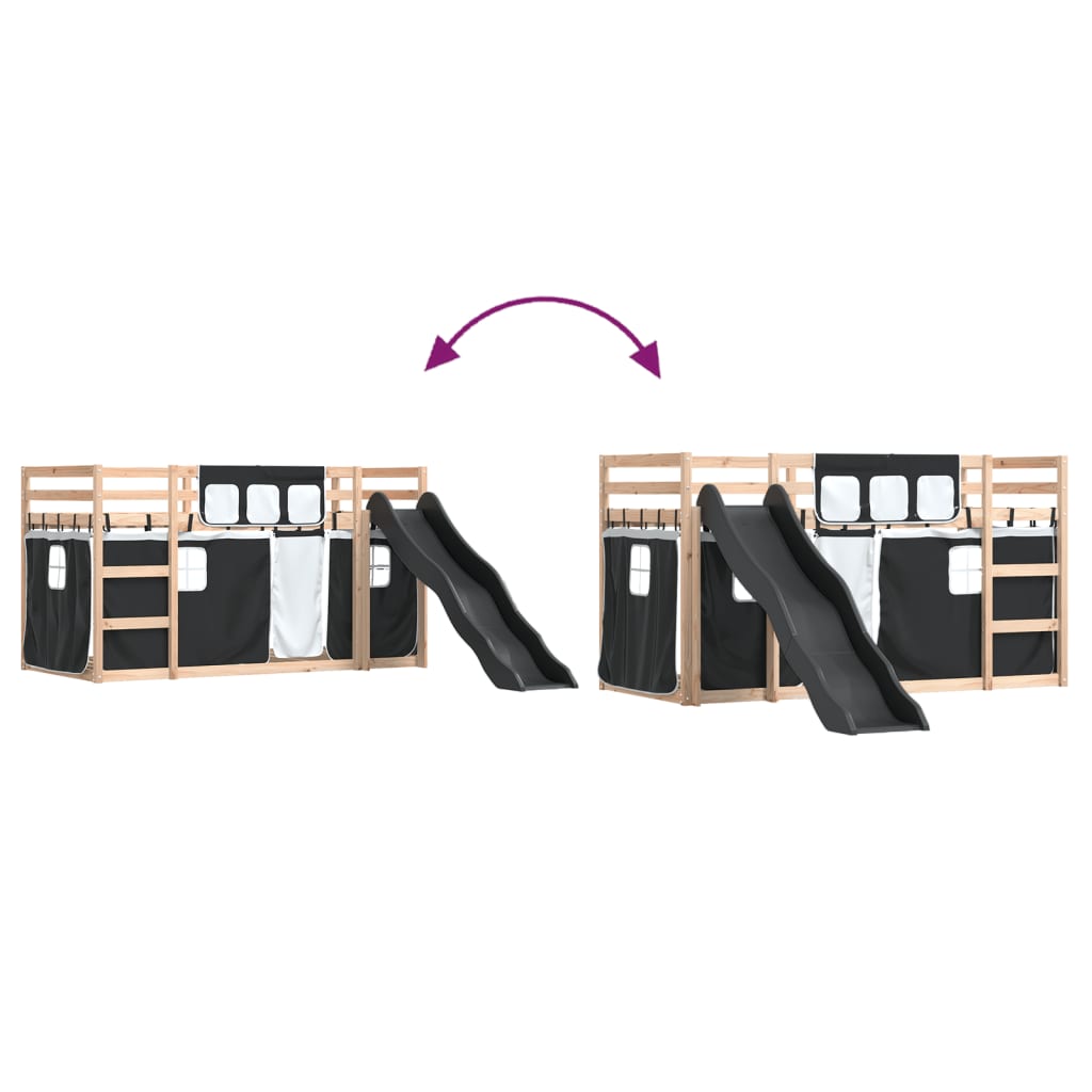 Bunk Bed without Mattress with Slide White and Black 80x200 cm