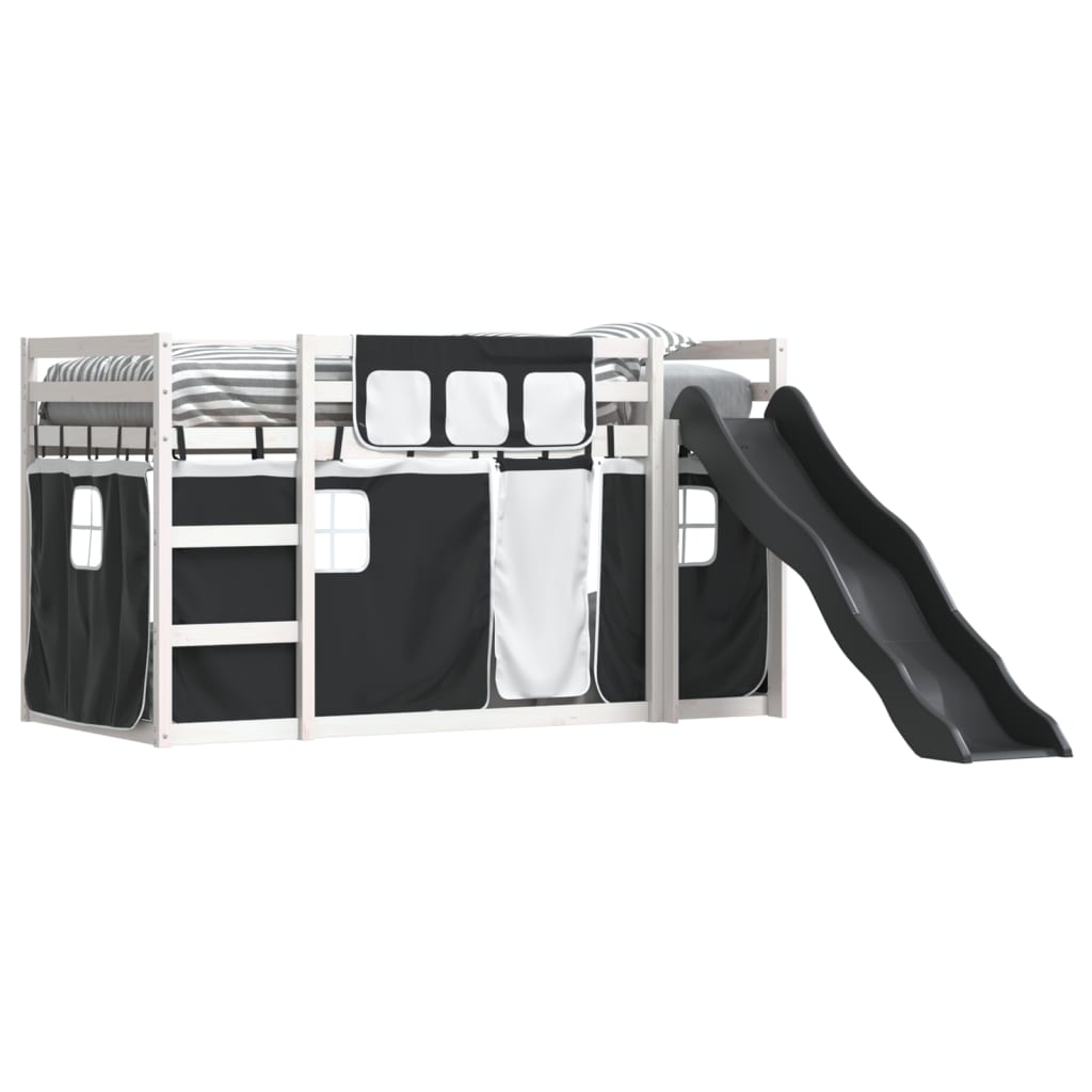 Bunk Bed without Mattress with Slide White and Black 80x200 cm