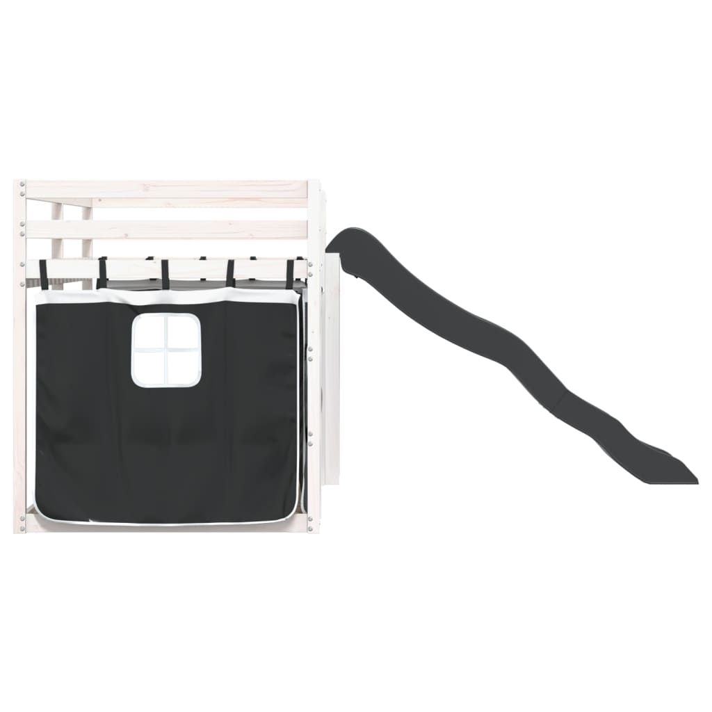 Bunk Bed without Mattress with Slide White and Black 80x200 cm