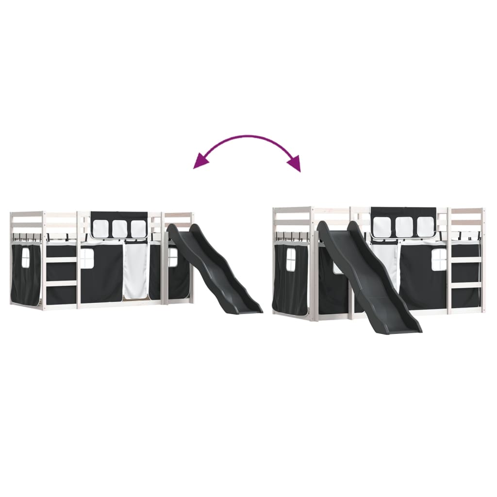 Bunk Bed without Mattress with Slide White and Black 80x200 cm