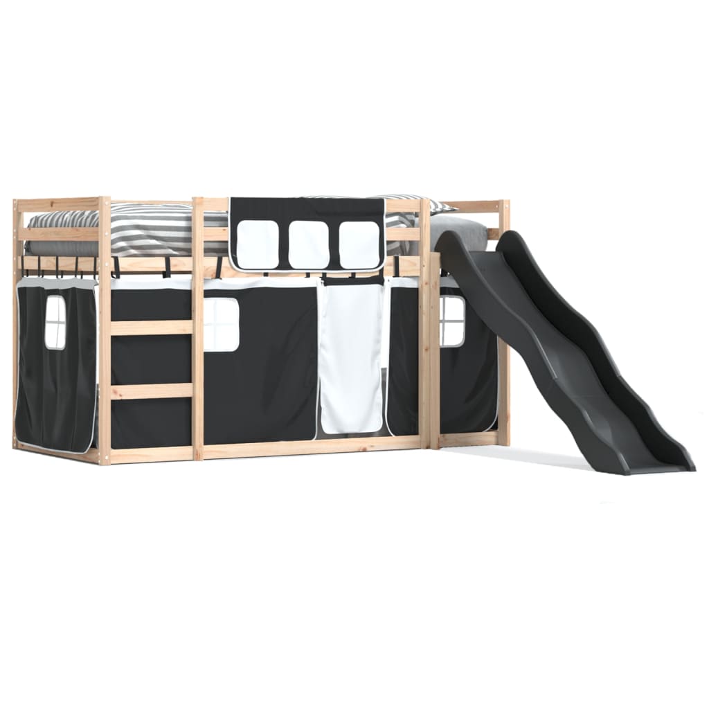 Bunk Bed without Mattress with Slide White and Black 90x190 cm Single