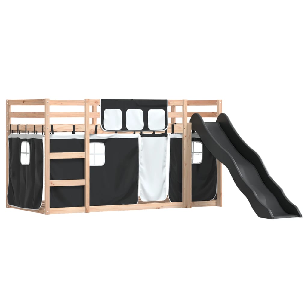 Bunk Bed without Mattress with Slide White and Black 90x190 cm Single