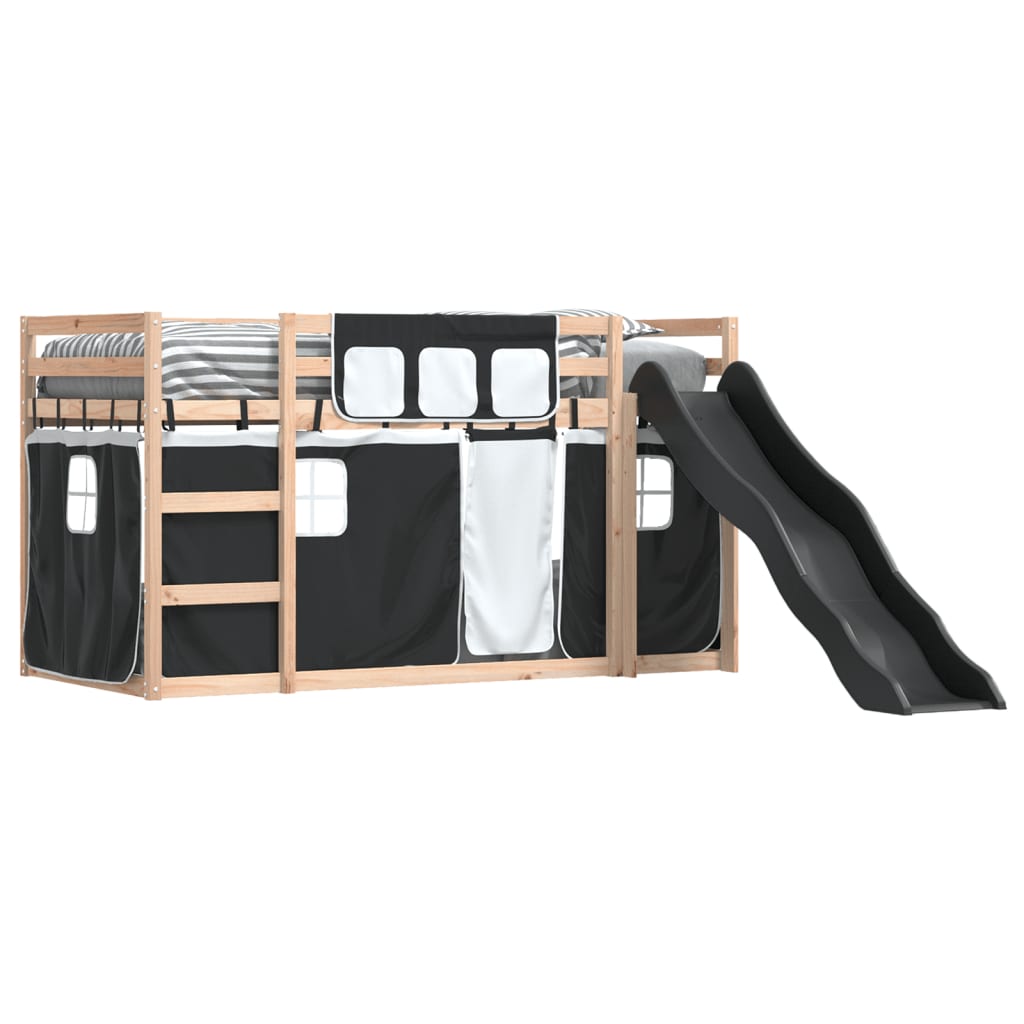 Bunk Bed without Mattress with Slide White and Black 90x190 cm Single