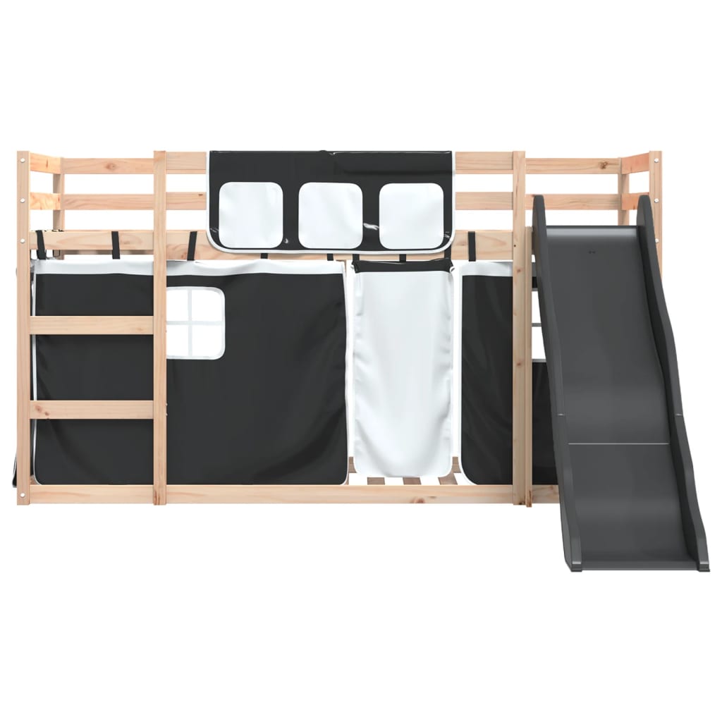 Bunk Bed without Mattress with Slide White and Black 90x190 cm Single