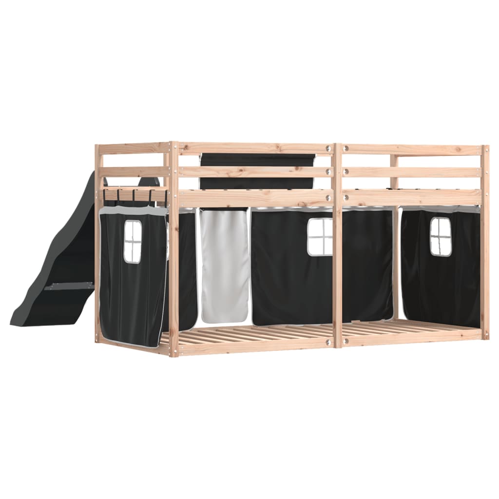 Bunk Bed without Mattress with Slide White and Black 90x190 cm Single