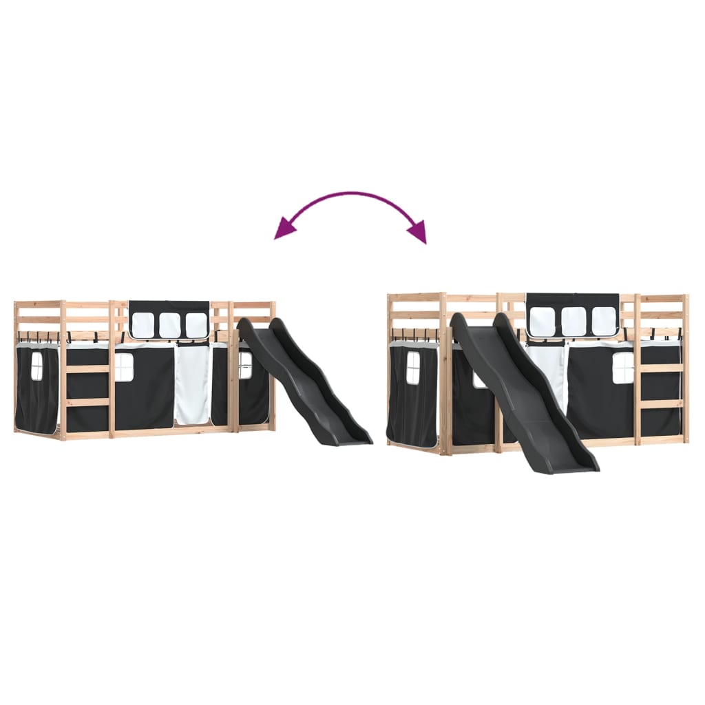 Bunk Bed without Mattress with Slide White and Black 90x190 cm Single