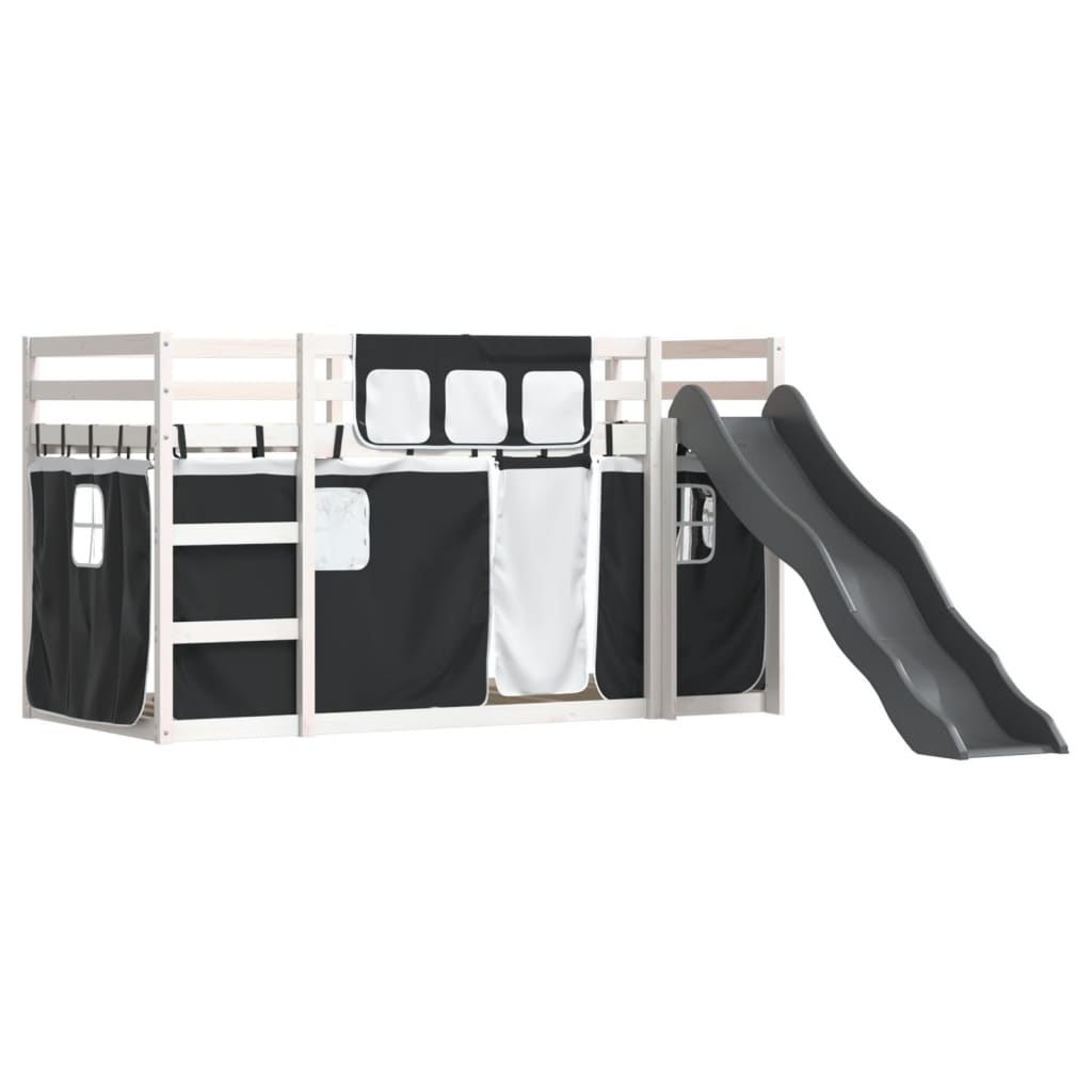 Bunk Bed without Mattress with Slide White and Black 90x190 cm Single