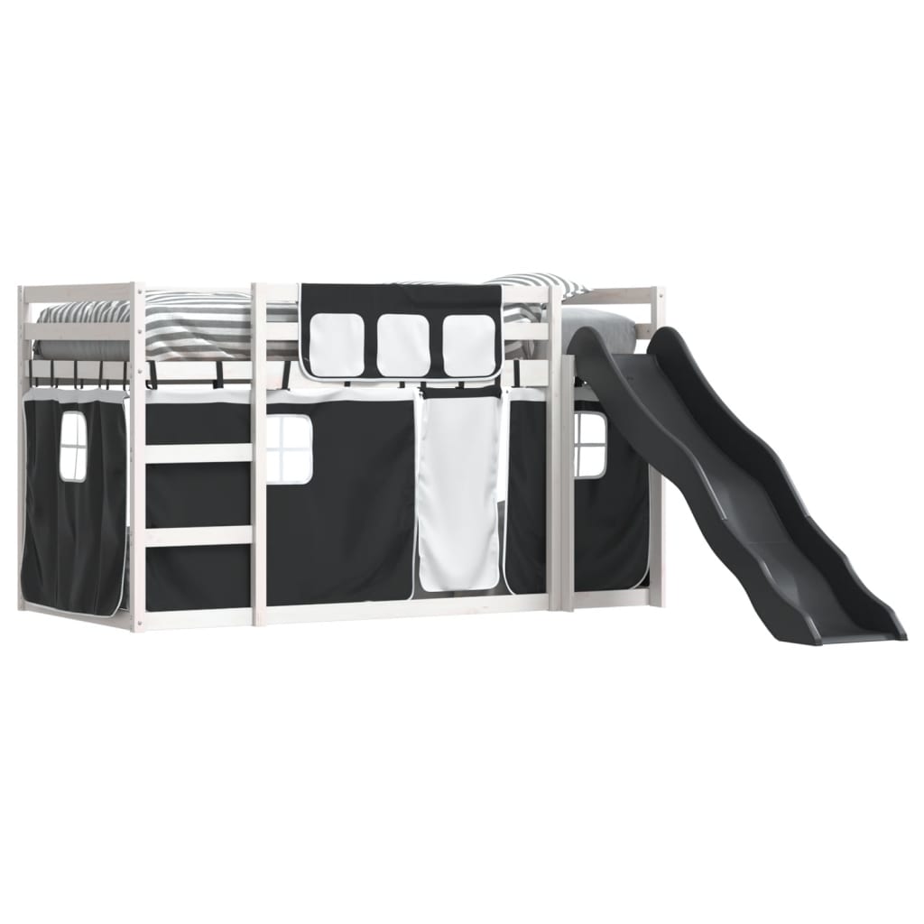Bunk Bed without Mattress with Slide White and Black 90x190 cm Single