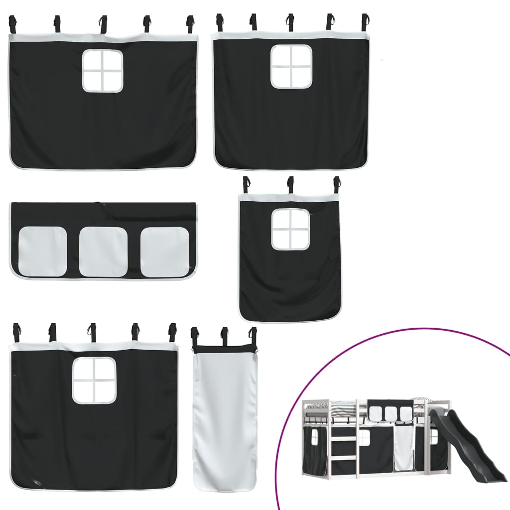 Bunk Bed without Mattress with Slide White and Black 90x190 cm Single